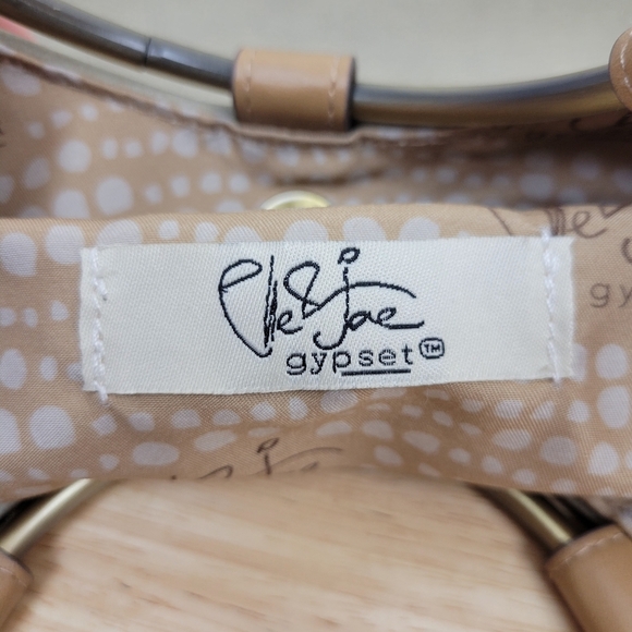 Elle Jae Gypset Painted Desert Ring Satchel in Dust Mesh Flower Detail Vegan - Picture 10 of 13